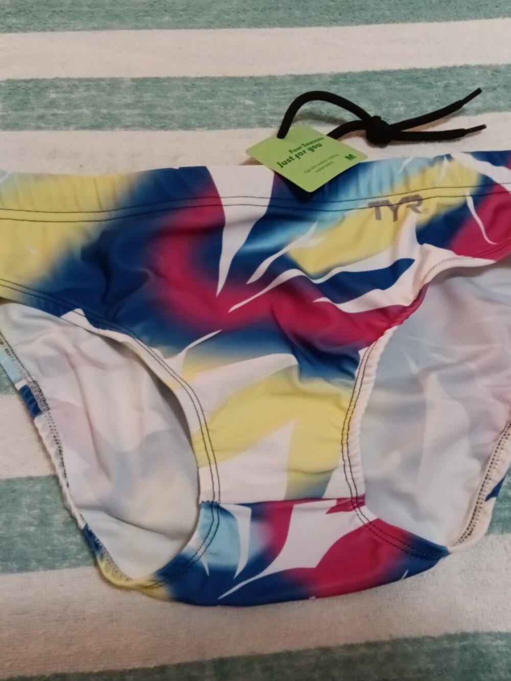 NWT TYR SWIM BRIEF, MULTI-COLORED PATTERN, SIZE "M" (Best 32")